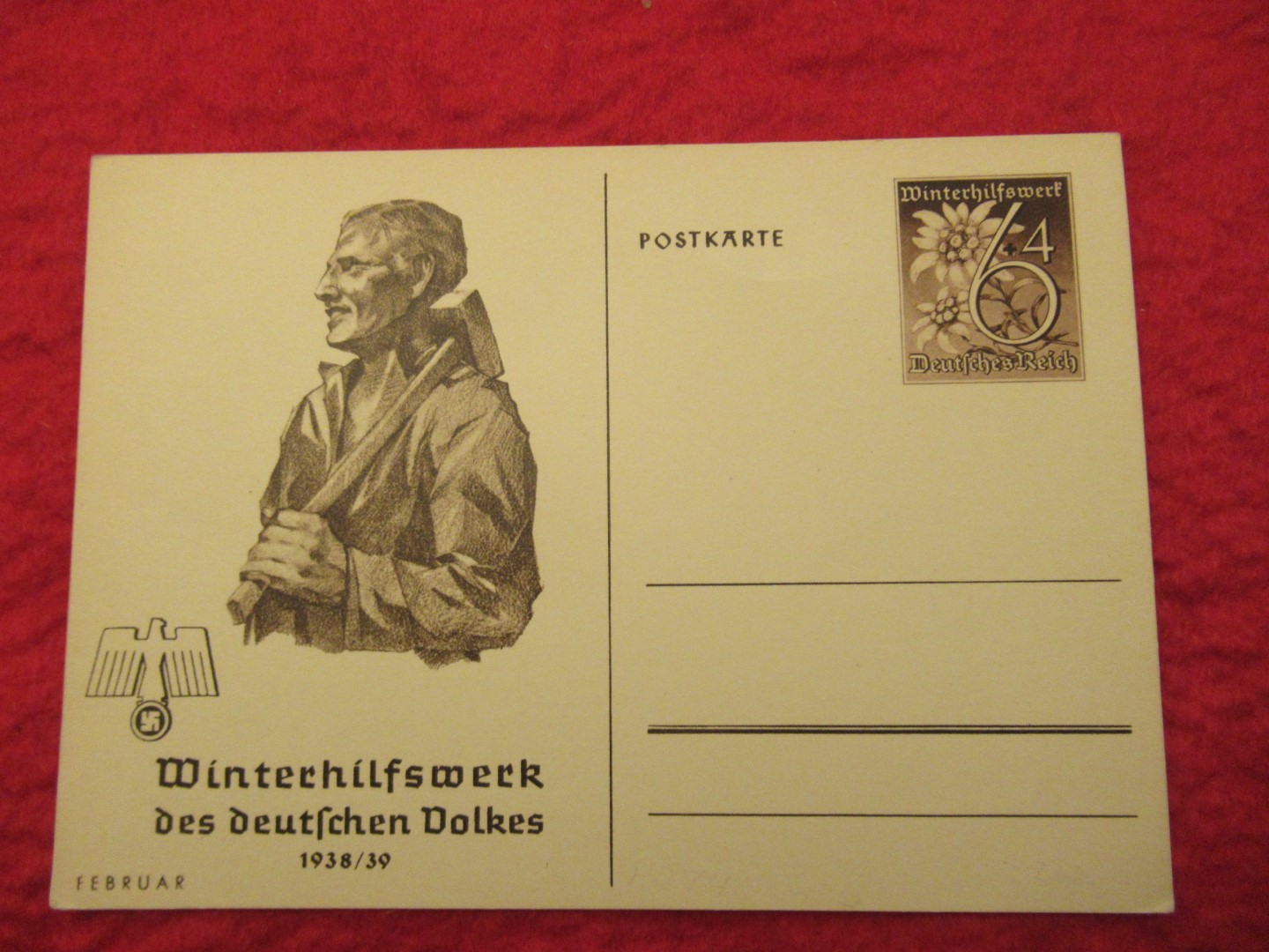 Post Card WHW man with sledge hammer – German Militaria Mike
