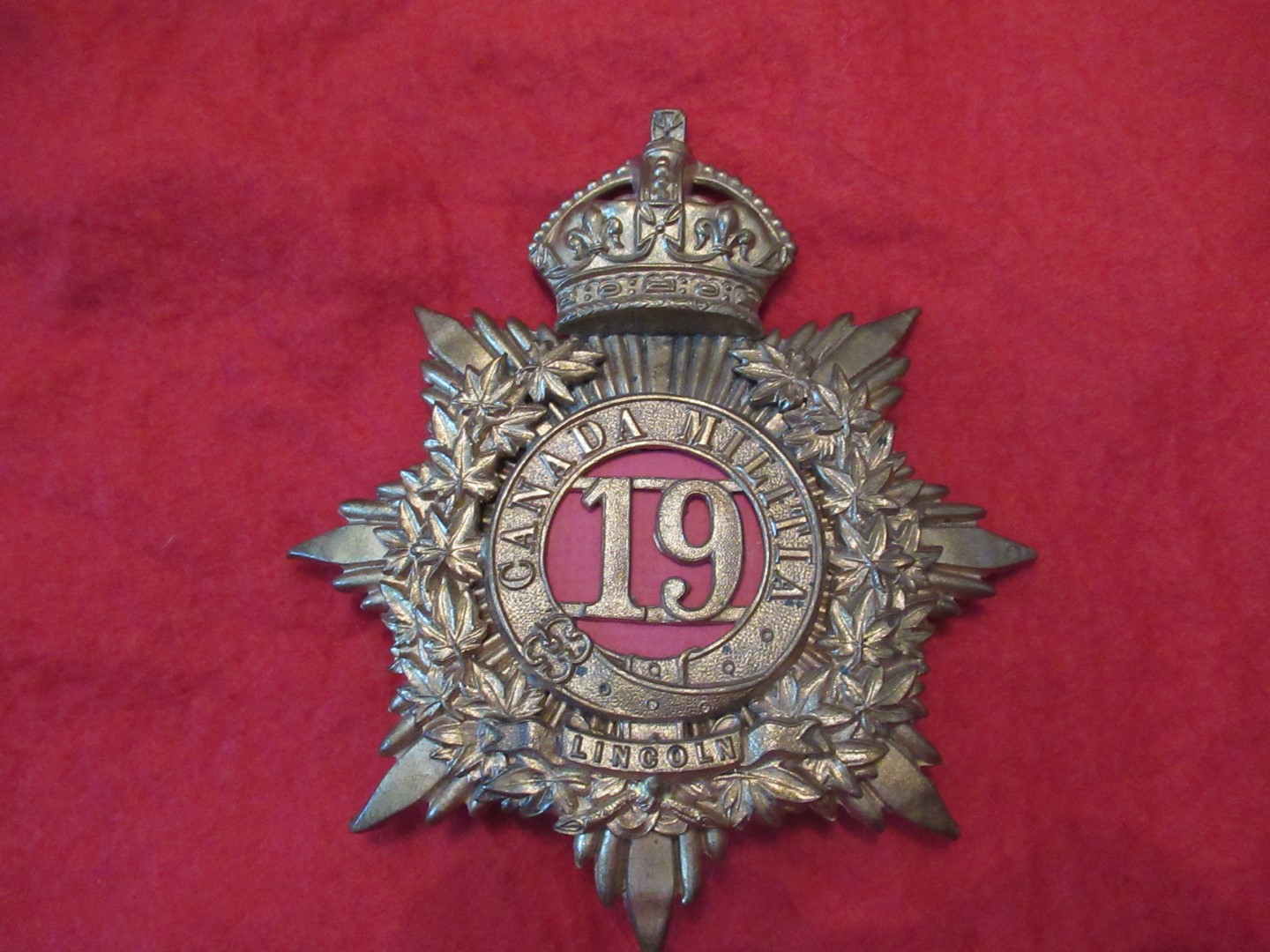 Canadian militia helmet plate for 19th (Lincoln) Inf